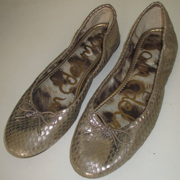 Sam Edelman "Felicia" Womens Bronze Faux Snakeskin Leather Ballet Flat-Size 6.5M - Picture 5 of 7